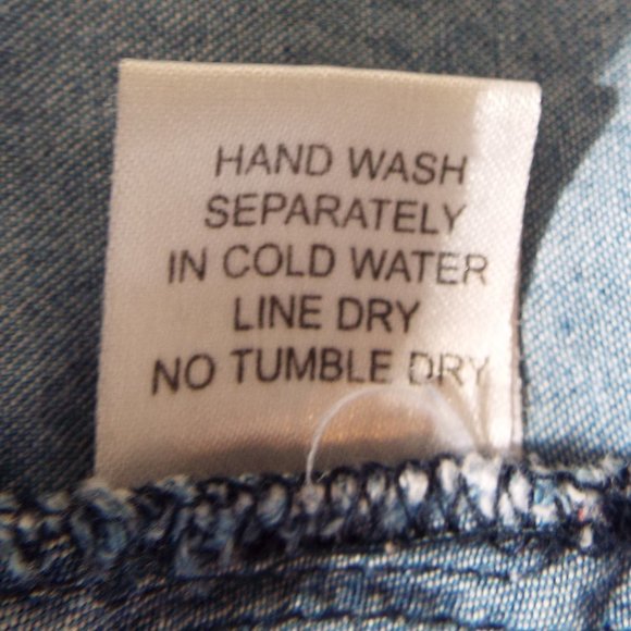 Chic Connection Boho Blue Chambray Long Bell Sleeve Embroidered Dress Size Small - Picture 9 of 9